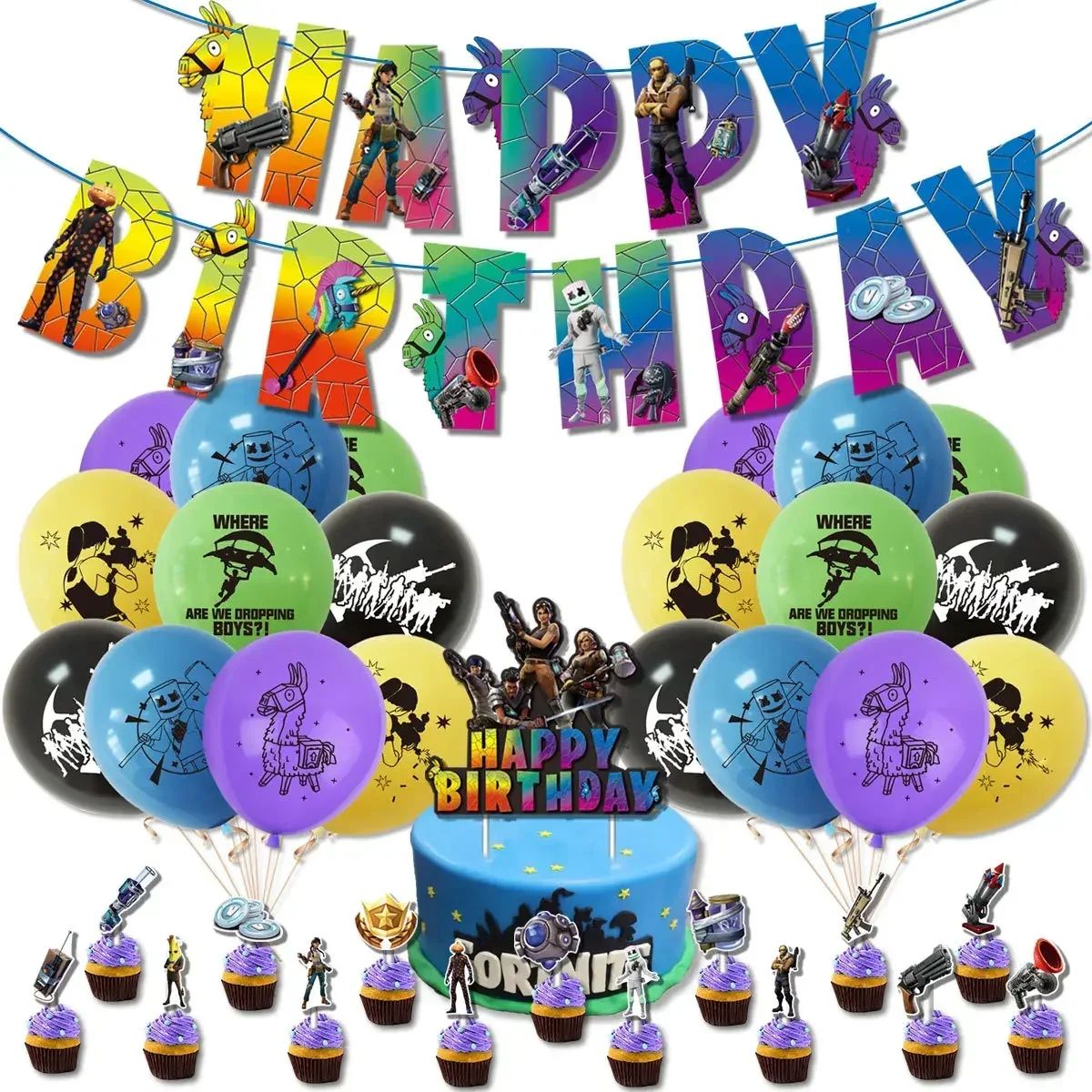 Party Games Kids Birthday - Sıcak Oyun Fortnite Tema DIY Balonlar