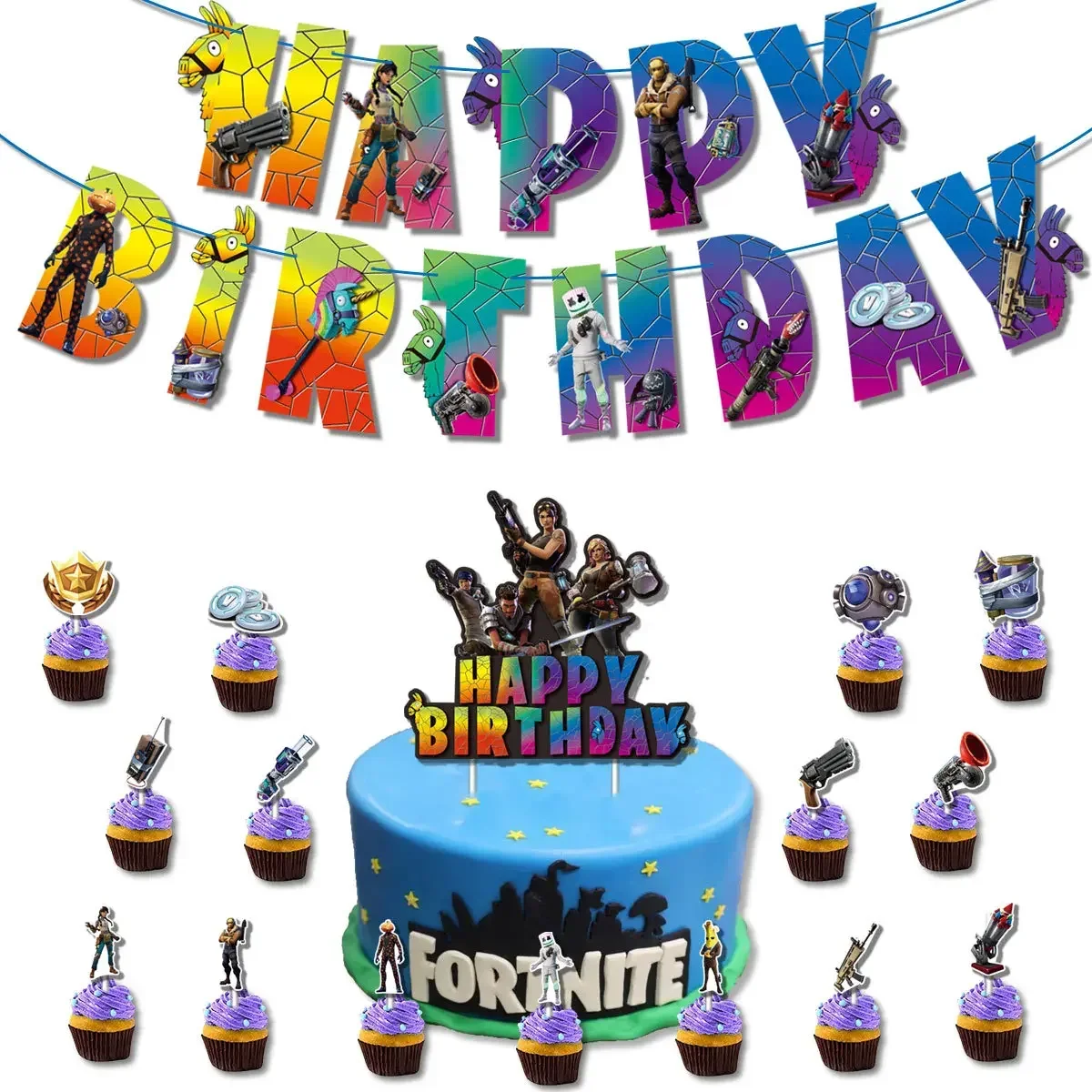Sıcak Oyun Fortnite Tema DIY B - Party Games Kids Birthday incelemesi ve fiyatı